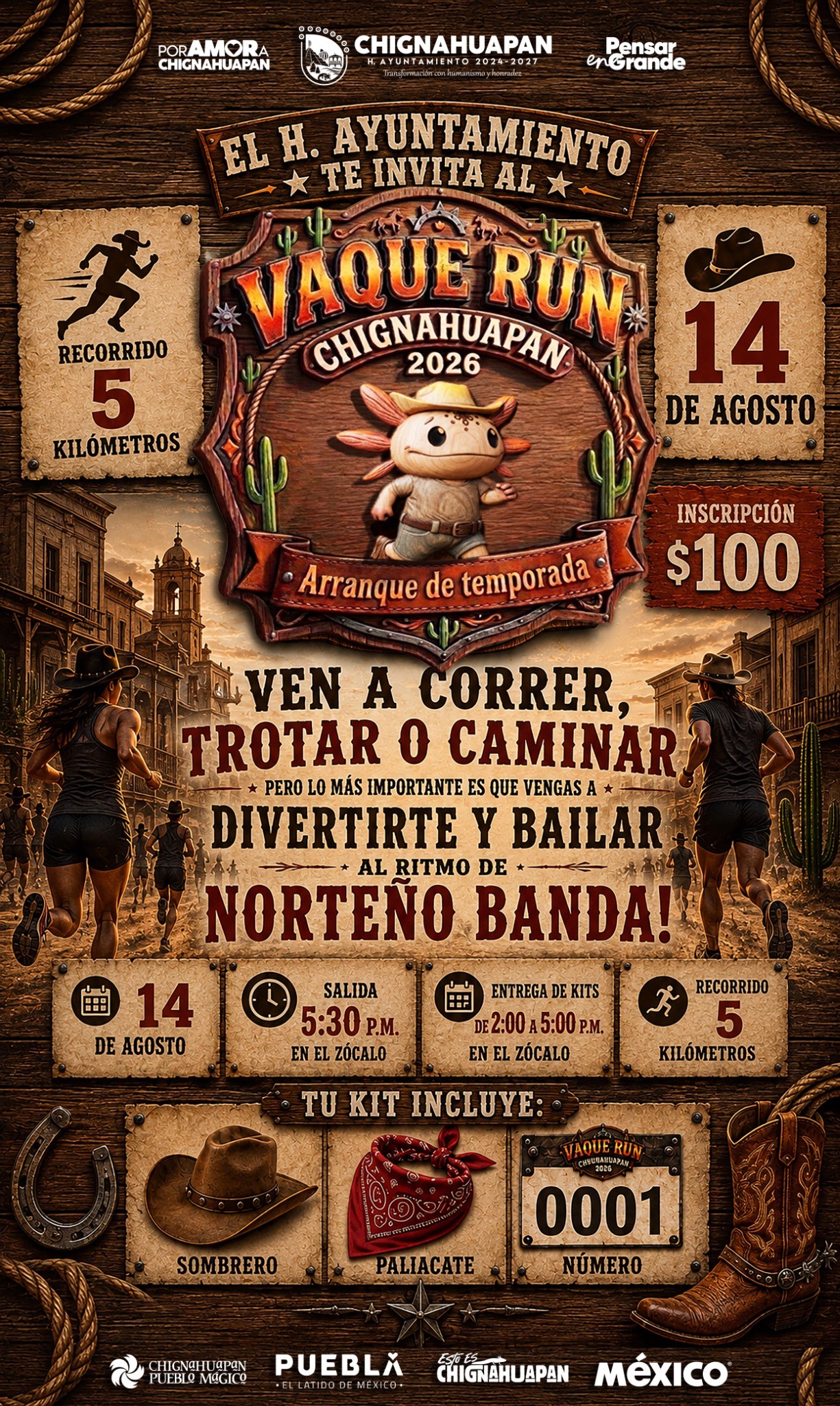 Cartel oficial Vaqué Run Chignahuapan 2026